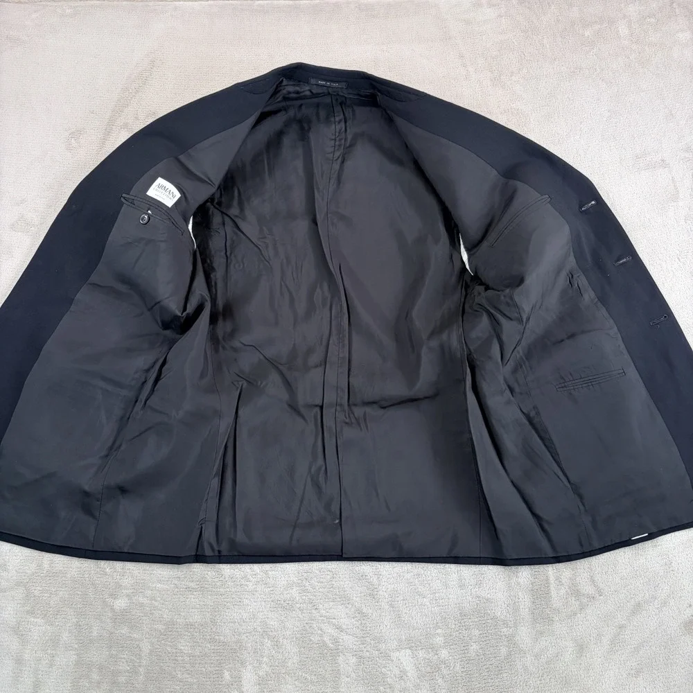 Vintage Armani Collezioni Sport Coat Blazer Jacket in Black Wool Men 44R Italy